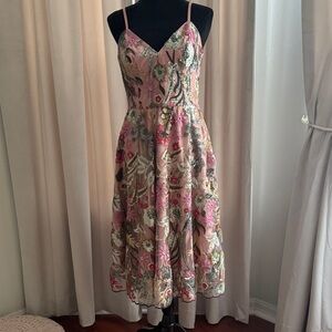 Dress the Population Pink Floral Embroidered Midi Dress